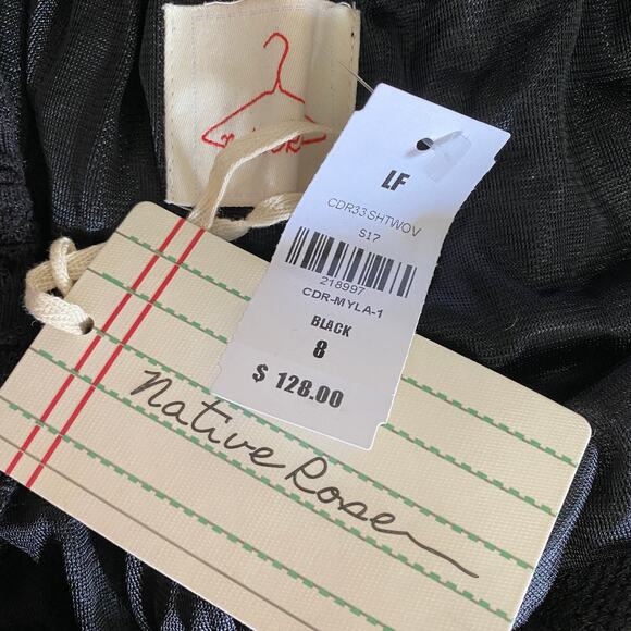 LF Native Rose Black Drawstring Waist Tassel Shorts Women's Size 8 NWT - Picture 5 of 7